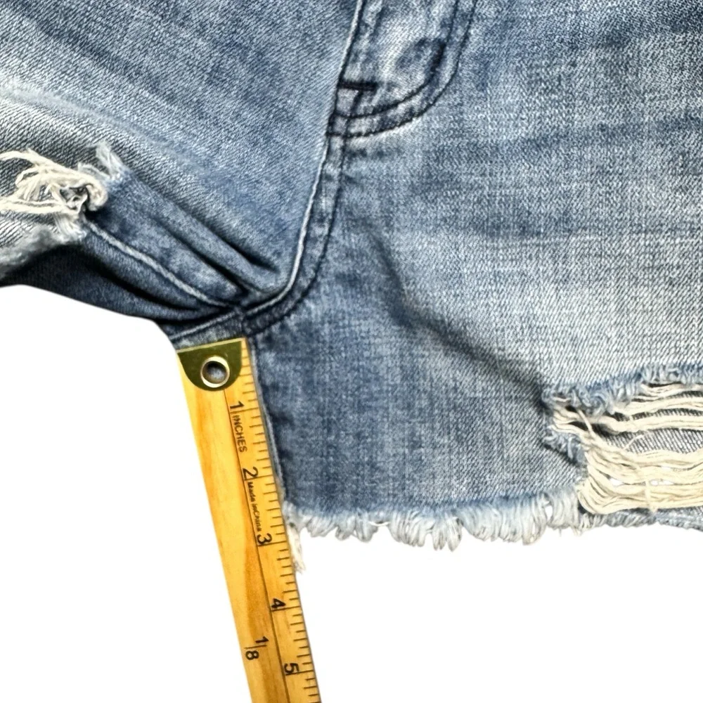 Vervet High Rise Distressed Jean Shorts Womens Small‎ Blue Denim #VT371 Cotton